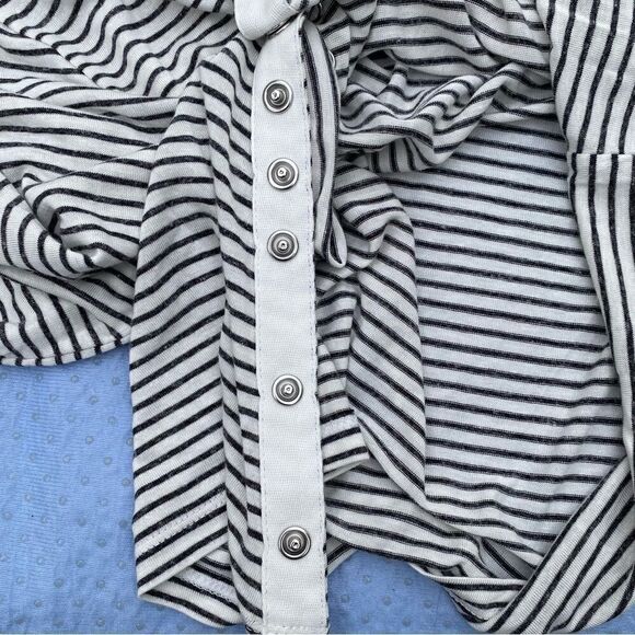 AllSaints Hatti White & Black Stripe Asymmetrical T-Shirt /Top. Size Small.  EUC - Picture 5 of 7